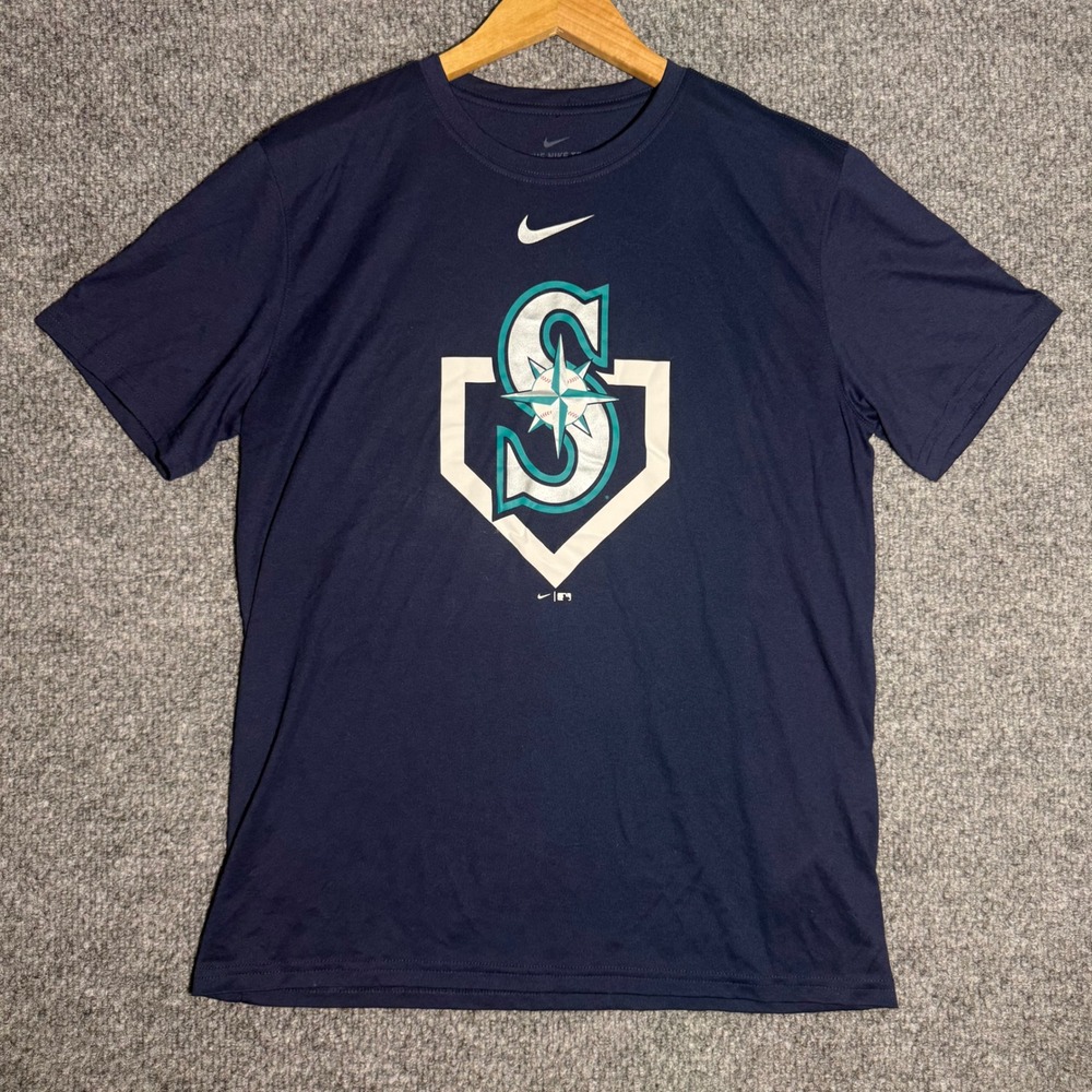 Nike Seattle Mariners T-Shirt MLB Dri-FIT Navy Blue Performance Mens Size Large